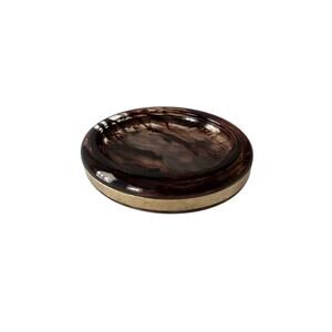Vintage Tortoiseshell Lucite Acrylic Soap Dish Gold Tone Trim 1970s Vanity